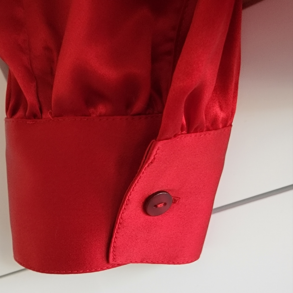 NWT Kate Hill Silk Blouse Red Size 14 - Picture 6 of 9